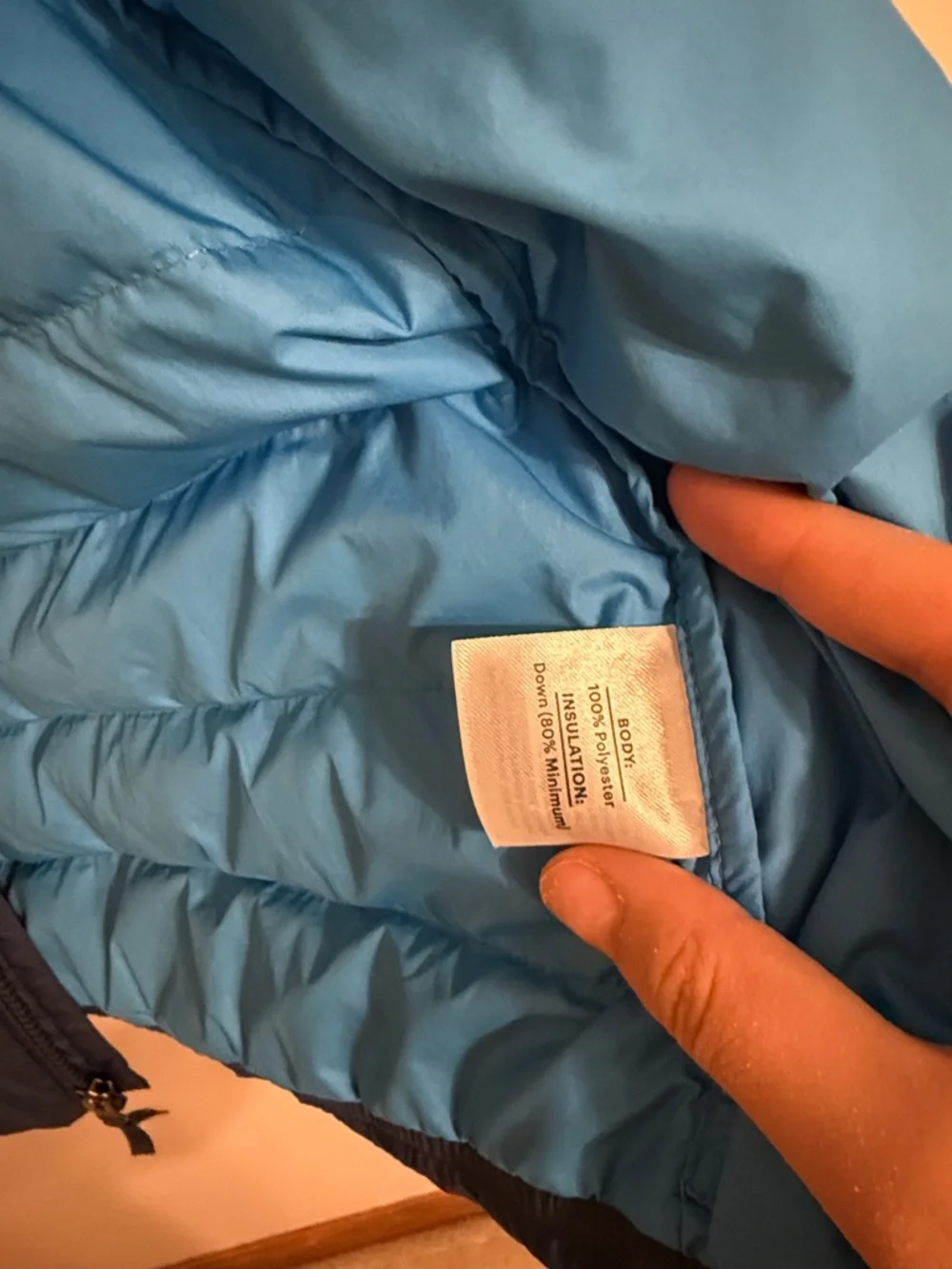 REI Puffer 80% Down Insulated Jacket Youth Packable Blue Full Zip Pockets Medium